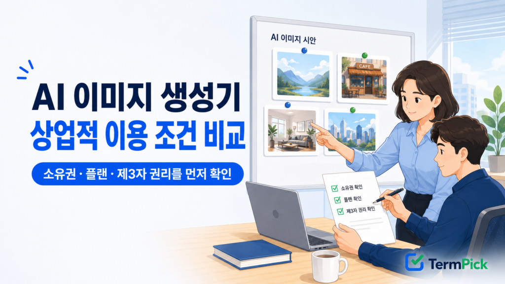 AI 이미지 생성기 상업적 이용 조건과 출력물 권리를 확인하는 사업자
