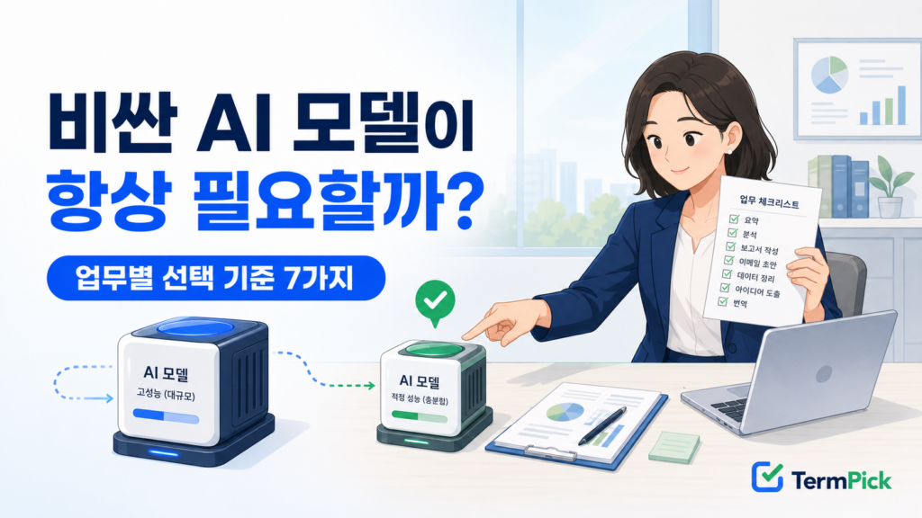 AI 모델 선택 기준 7가지를 확인하며 업무에 맞는 모델을 고르는 장면