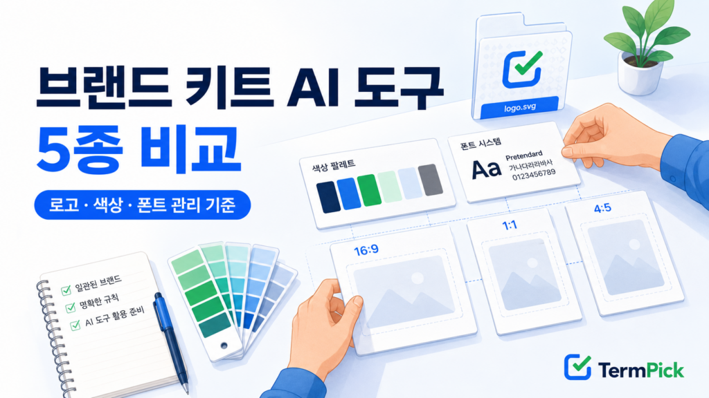 브랜드 키트 지원 AI 디자인 도구 5종의 로고 색상 폰트 관리 기준 비교
