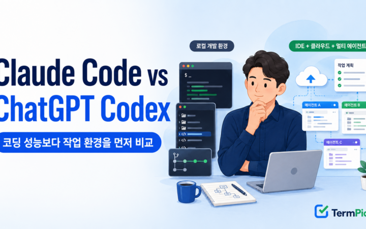 Claude Code vs ChatGPT Codex 실행 환경과 선택 기준을 비교하는 장면