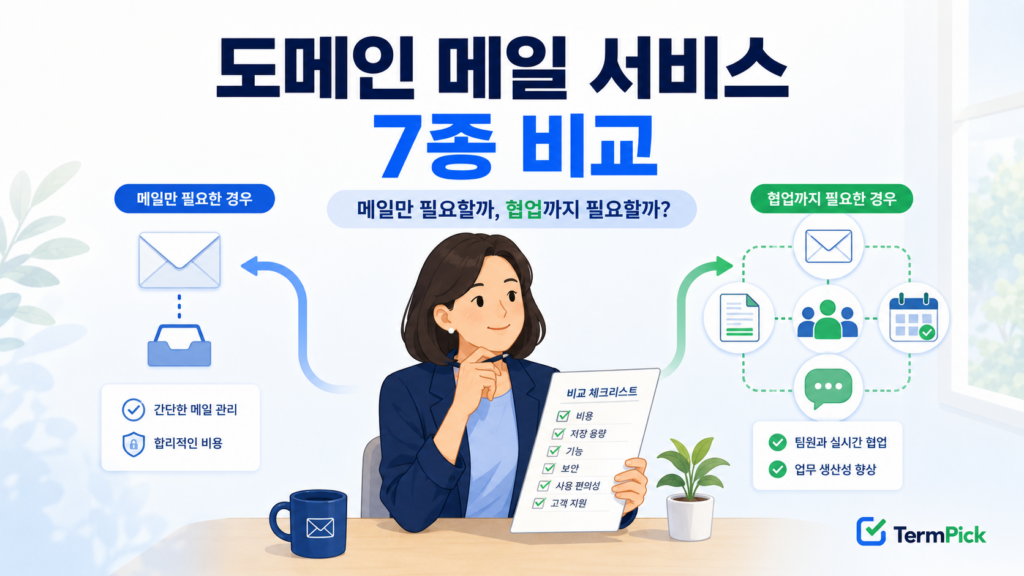 도메인 메일 서비스 비교 7종과 개인사업자 선택 기준