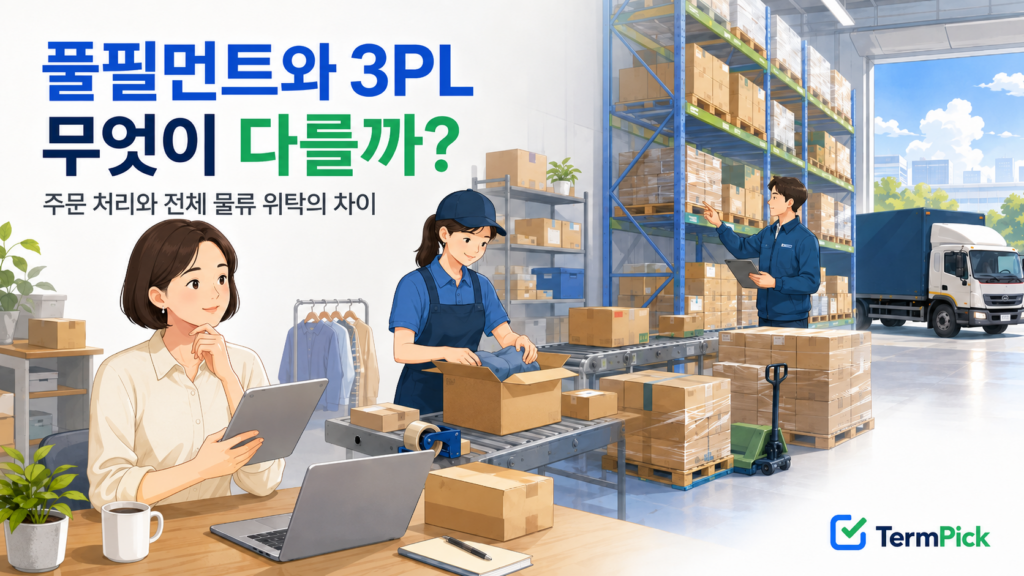 풀필먼트 3PL 차이를 주문 처리와 전체 물류 위탁 범위로 비교하는 장면