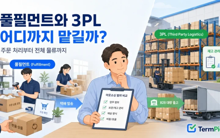 풀필먼트 3PL 차이를 주문 처리와 전체 물류 위탁 범위로 나누어 판단하는 장면