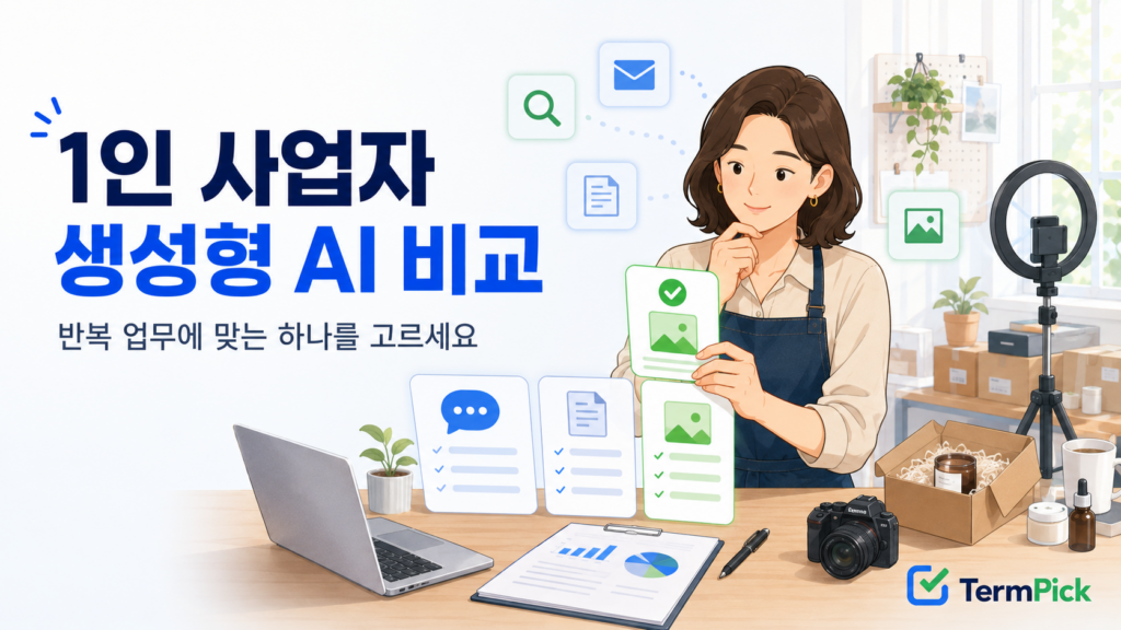 1인 사업자 생성형 AI 비교를 위해 반복 업무별 AI 선택지를 검토하는 사업자