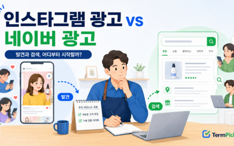 인스타그램 광고와 네이버 광고 차이를 고객 발견과 검색 의도 기준으로 비교하는 장면