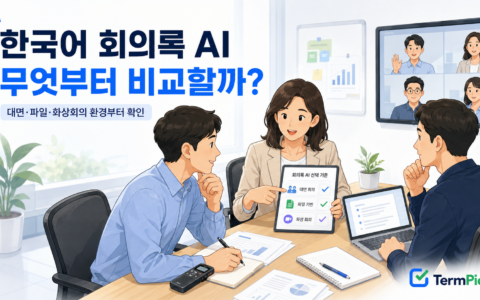 한국어 회의록 AI를 대면 회의와 화상회의 환경에 따라 선택하는 모습