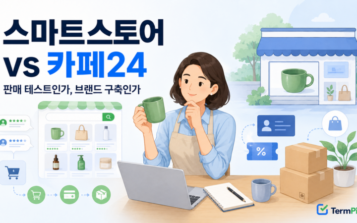 스마트스토어 vs 카페24의 판매 유입과 브랜드 운영 차이를 비교하는 장면