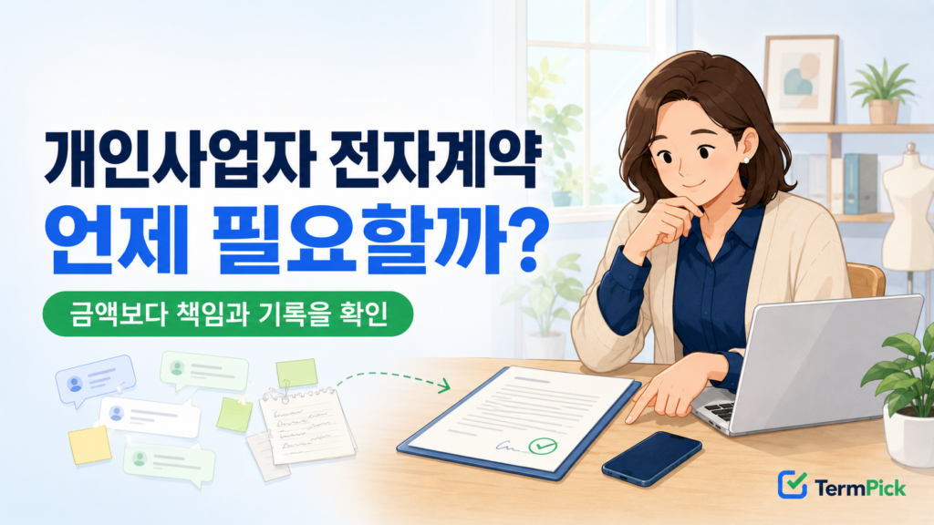 개인사업자 전자계약 도입 여부를 계약 조건과 증명 기록으로 판단하는 모습