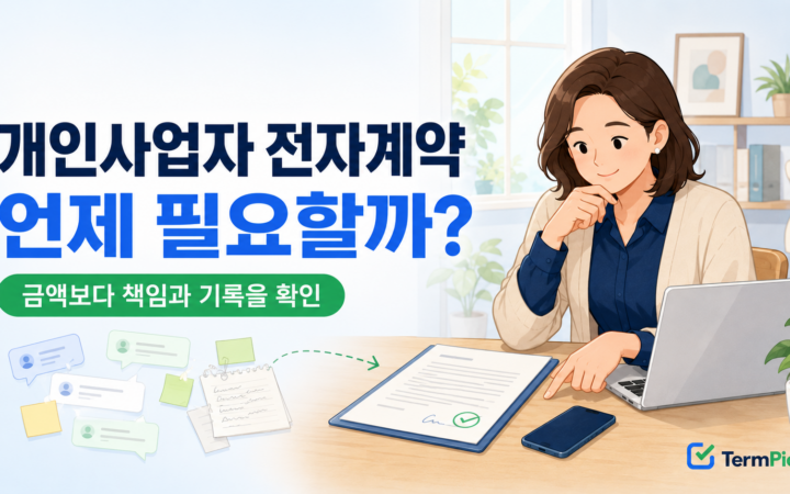 개인사업자 전자계약 도입 여부를 계약 조건과 증명 기록으로 판단하는 모습