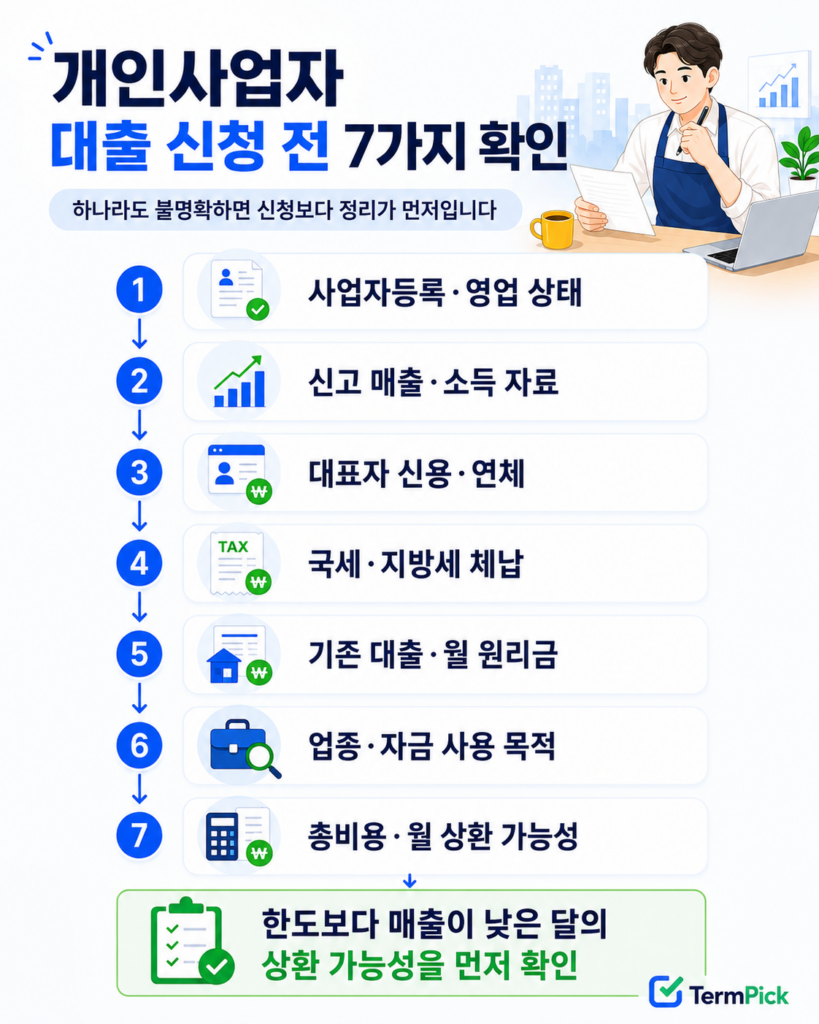 개인사업자 대출 신청 전에 확인할 매출 신용 체납 부채 상환능력 7가지