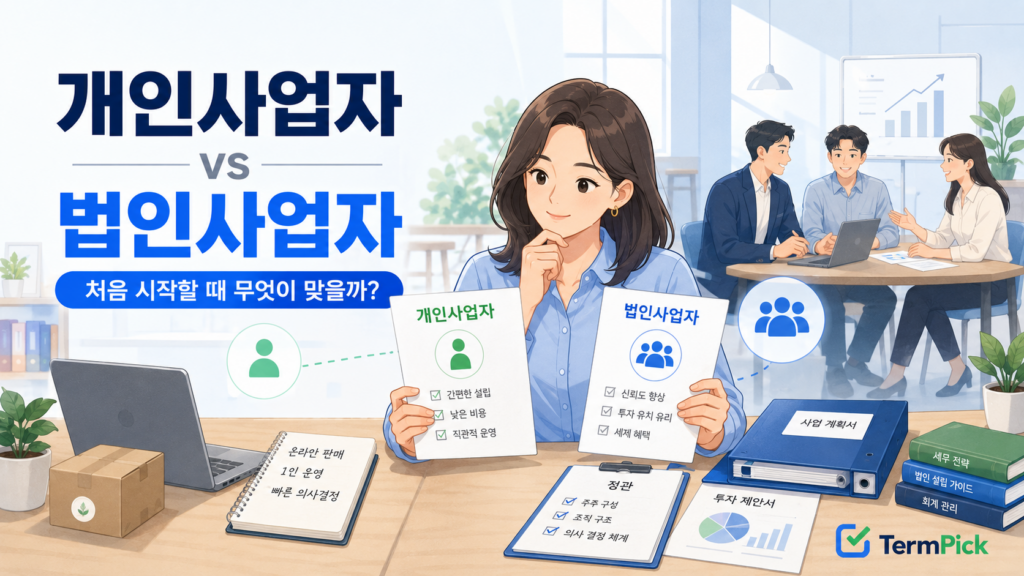 개인사업자 vs 법인사업자의 설립·운영·성장 조건을 비교하는 예비 창업자