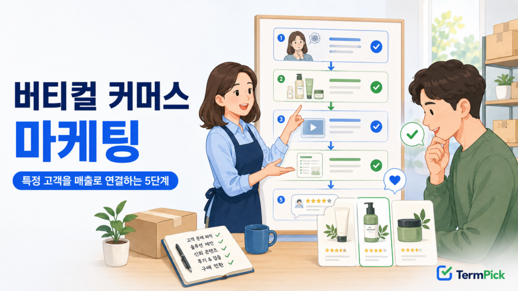 버티컬 커머스 마케팅 전략으로 특정 고객의 문제와 상품을 연결하는 모습