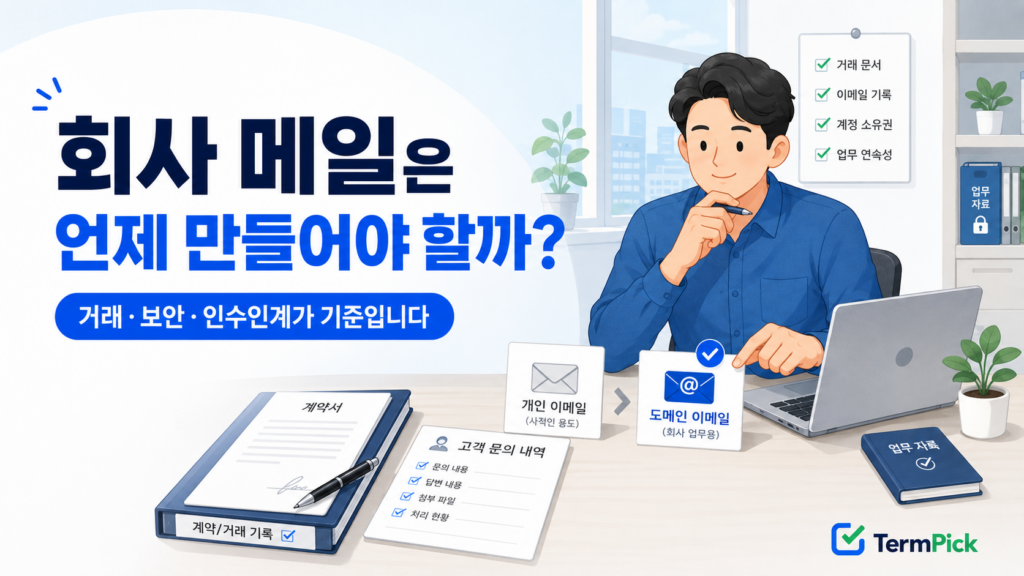회사 메일 도입 시점을 거래·보안·인수인계 기준으로 판단하는 사업자
