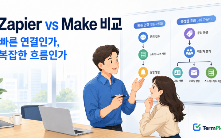 Zapier vs Make 비교로 작은 회사 업무 자동화 선택 기준을 확인하는 장면