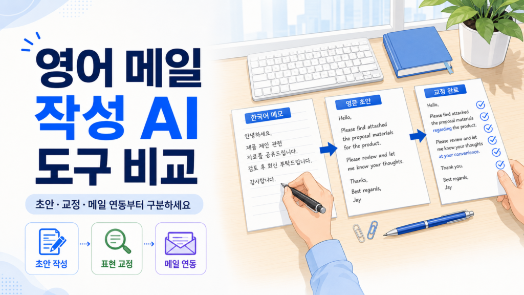 영어 메일 작성 AI 도구를 초안 작성 표현 교정 메일 연동 기준으로 비교