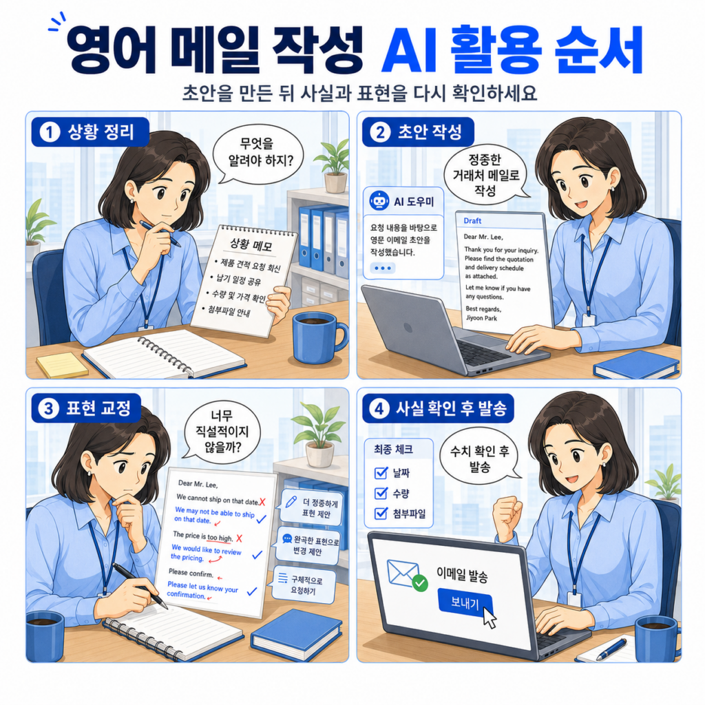 영어 메일 작성 AI 도구로 초안을 만들고 문법과 사실을 확인하는 4단계