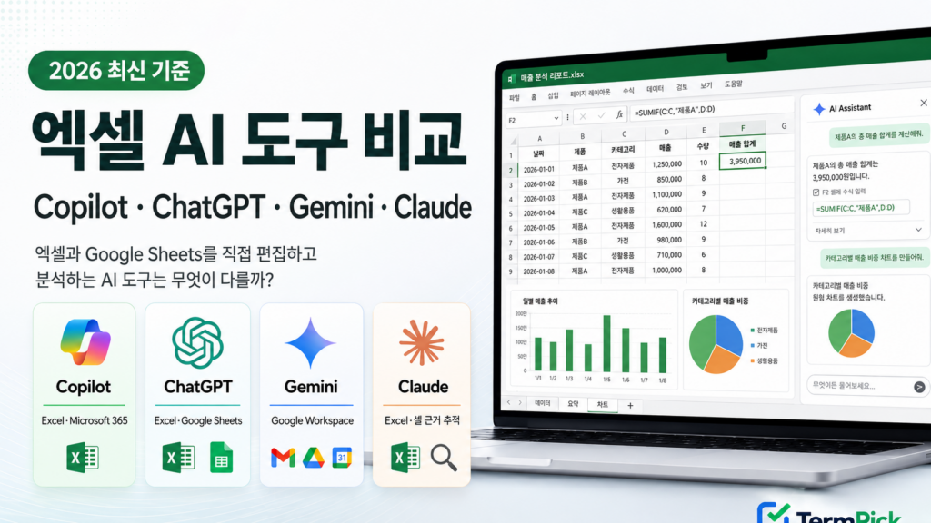 엑셀 AI 도구 비교 Copilot ChatGPT Gemini Claude
