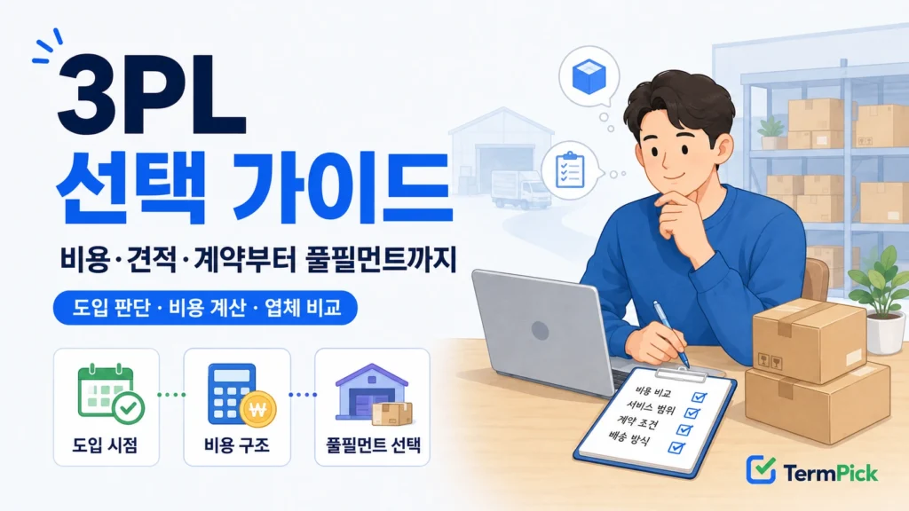 3PL 선택 가이드의 도입 판단, 비용 계산, 풀필먼트 선택 과정을 보여주는 대표 이미지