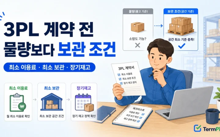 3PL 최소 물량과 최소 보관 조건을 계약서와 재고 상자로 비교하는 판매자