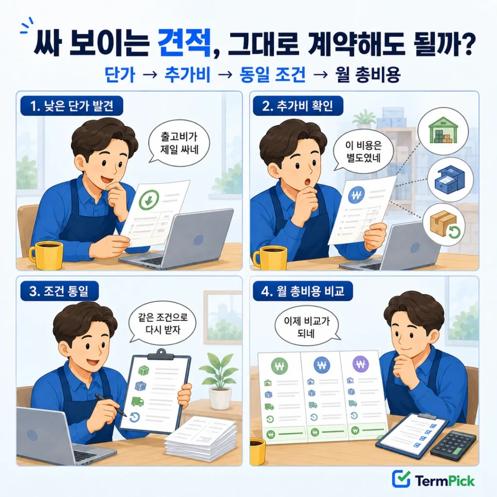 저렴한 출고단가부터 추가비용과 월 총물류비까지 확인하는 3PL 업체 비교 과정